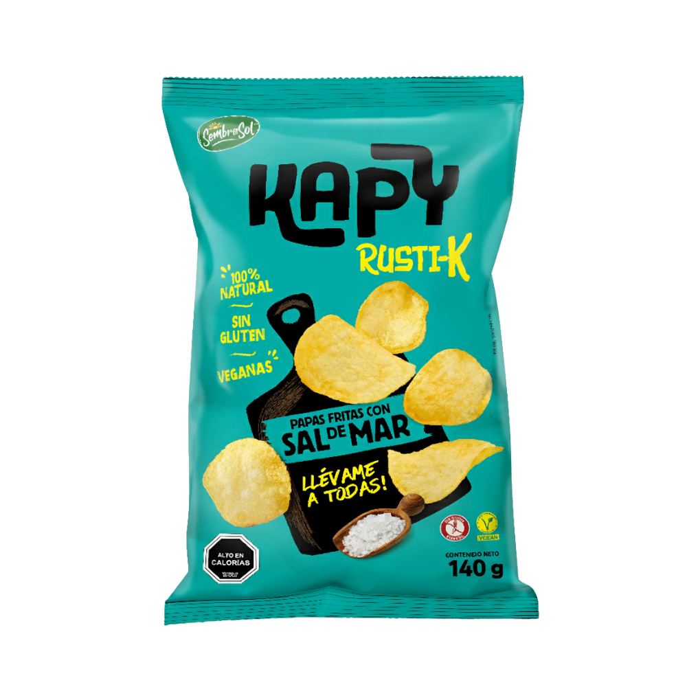PAPAS FRITAS KAPY RUSTI-K C/SAL DE MAR 140 GRS (CAJA: 16 UNIDADES)
